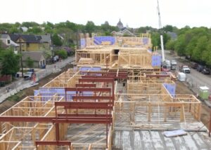 View of development site from construction camera, looking east.