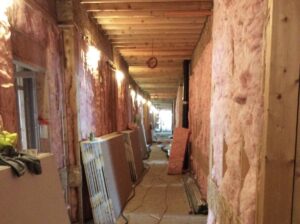 Interior residential hallway.